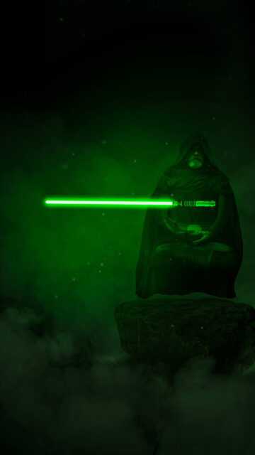 Jedi Master Levitation Green Lightsaber Mobile Wallpaper