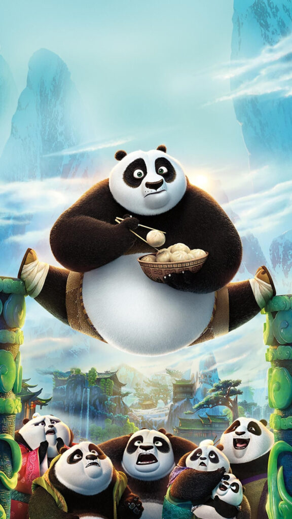 Po and the Pandas Kung Fu Panda 3 Mobile Wallpaper