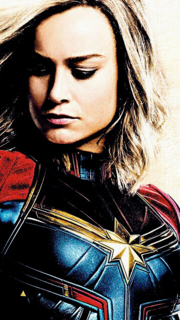 Captain Marvel Cinematic Close Up Mobile Wallpaper