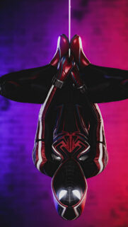 Spider-Man Upside Down Red and Blue Aesthetic Mobile Wallpaper