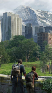 Post-Apocalyptic City and Giraffes Mobile Wallpaper