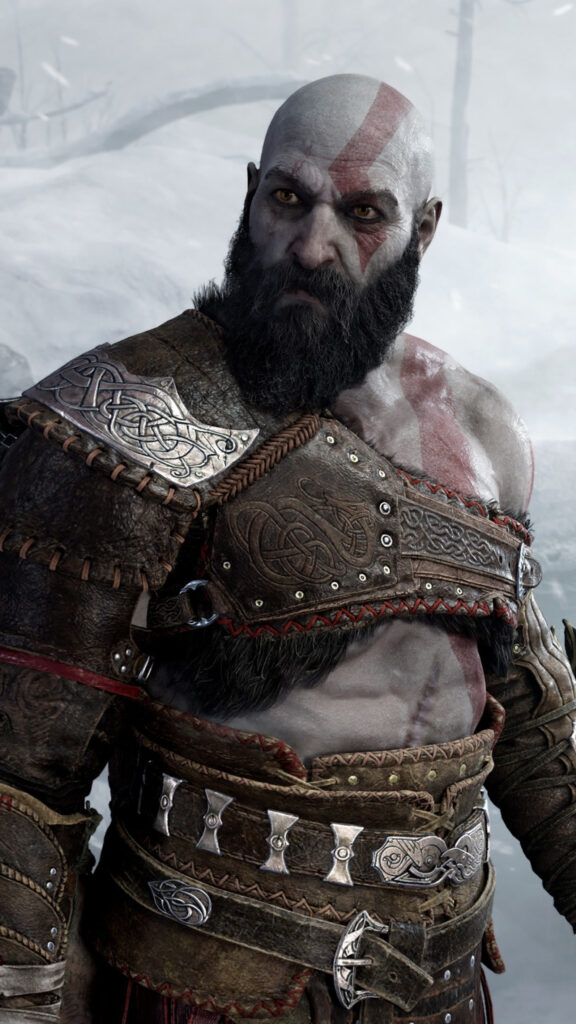 Kratos God of War Ragnarok Portrait Mobile Wallpaper