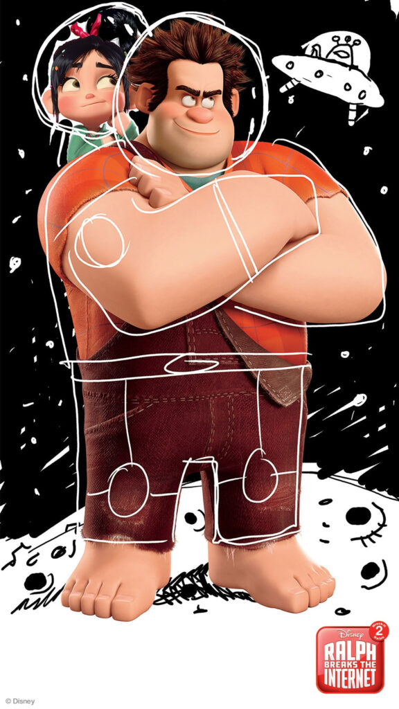 Wreck-It Ralph and Vanellope Doodle Mobile Wallpaper