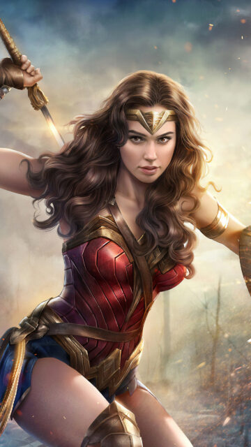 Wonder Woman Warrior Princess Cinematic Portrait Mobile Wallpaper