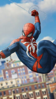 Spider-Man Advanced Suit Mid-Air Swing Mobile Wallpaper