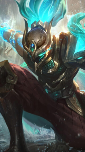 Fantasy Warrior Aquatic Armor Phone Wallpaper