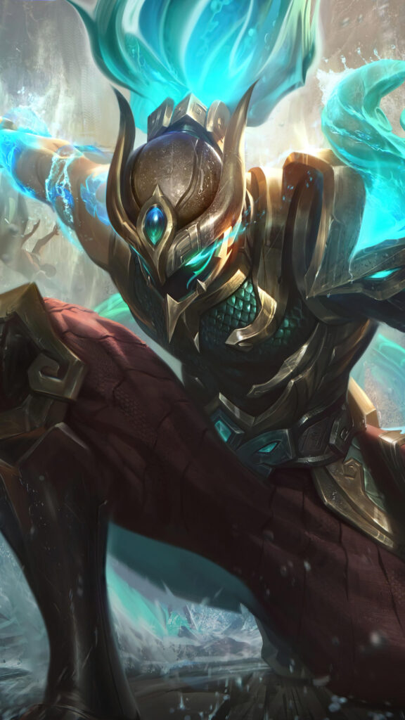 Fantasy Warrior Aquatic Armor Phone Wallpaper