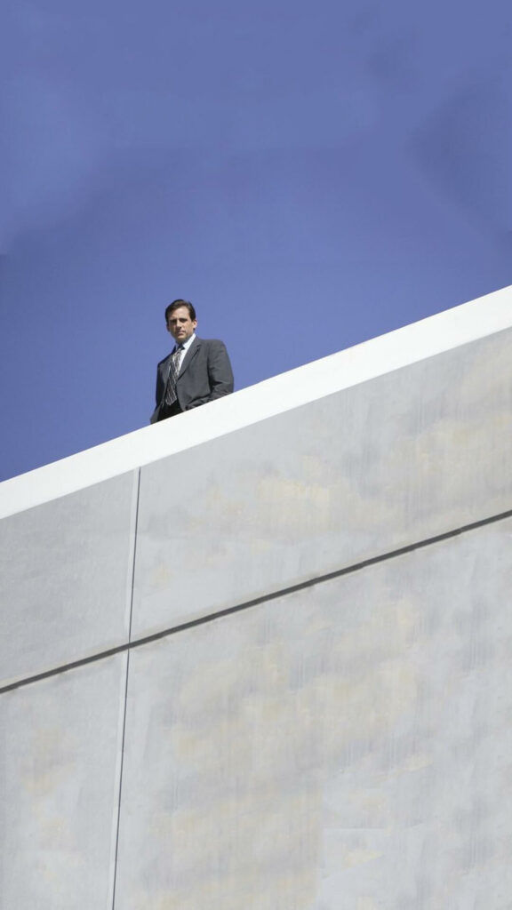 Michael Scott Standing on Office Roof Mobile Wallpaper