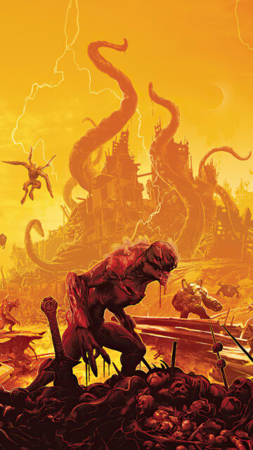 Fiery Demon Wasteland Mobile Wallpaper