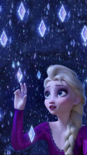 Elsa Surrounded by Magical Glowing Ice Crystals Mobile Wallpaper