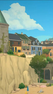 Cozy Coastal Town Scenic Mobile Wallpaper