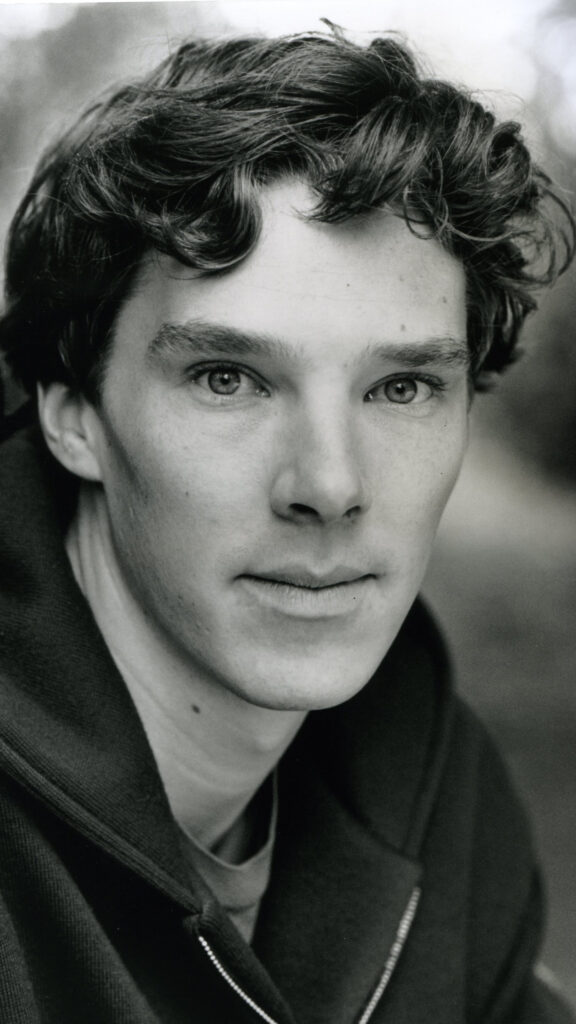 Young Benedict Cumberbatch Monochrome Portrait Mobile Wallpaper