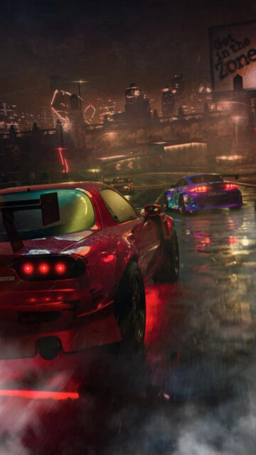 Red Mazda RX-7 Street Racing Mobile Wallpaper
