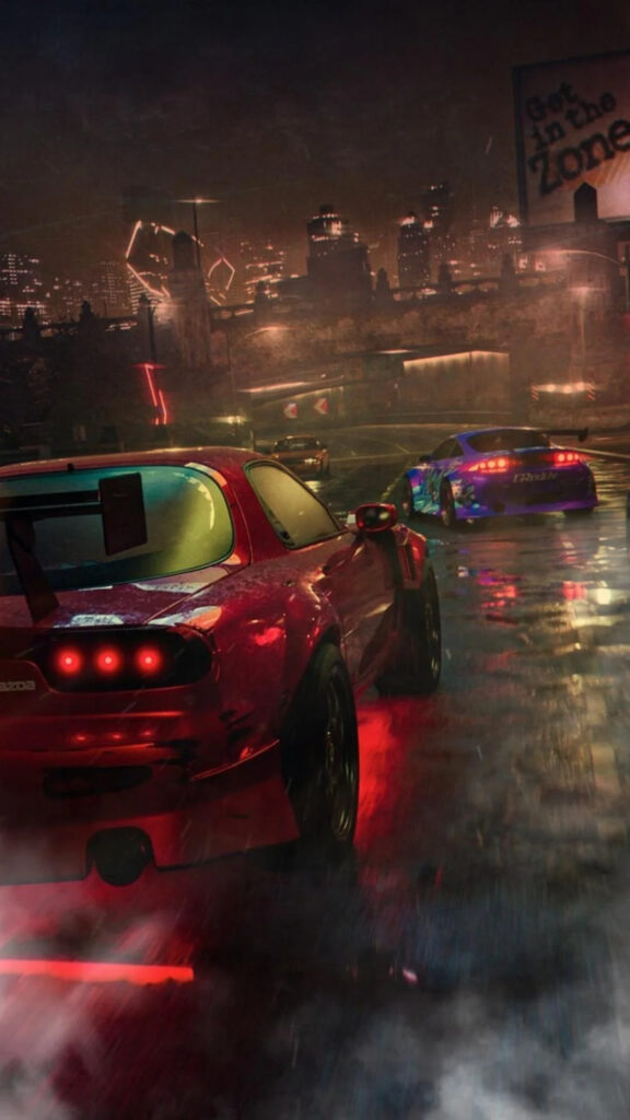 Red Mazda RX-7 Street Racing Mobile Wallpaper