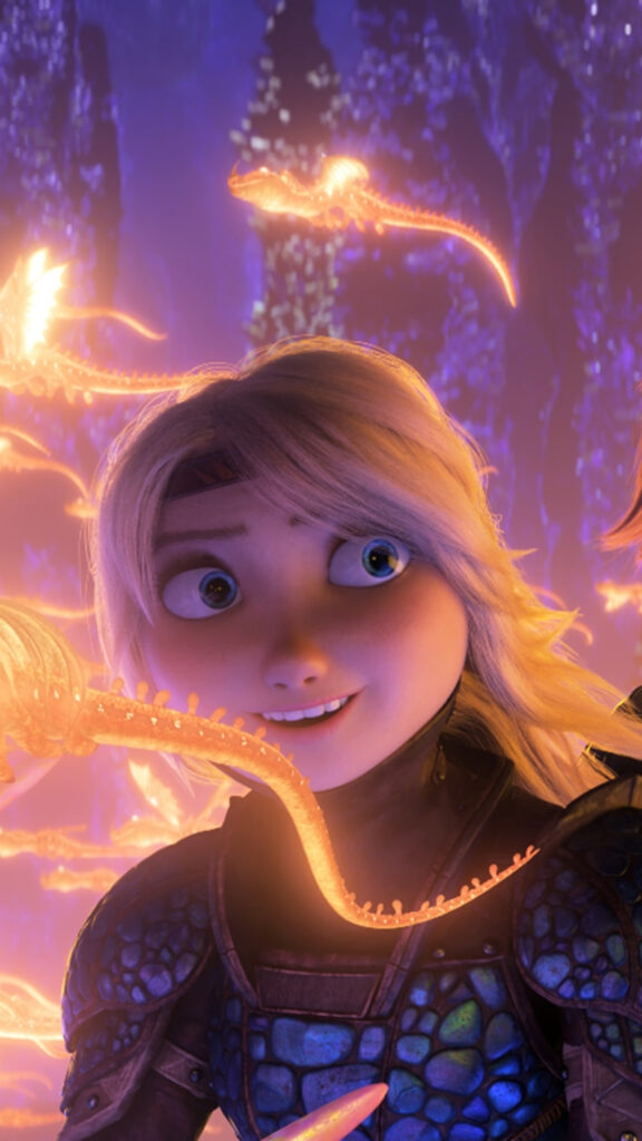 Astrid Hofferson with Glowing Dragons Mobile Wallpaper