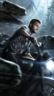 Owen Grady Riding Motorcycle with Raptors Mobile Wallpaper