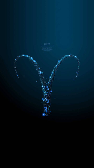 Aries Zodiac Constellation Neon Art: Fiery Passion and Leadership Wallpaper