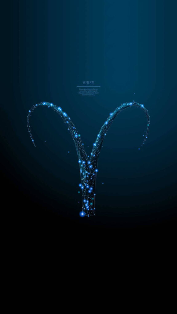 Aries Zodiac Constellation Neon Art: Fiery Passion and Leadership Wallpaper