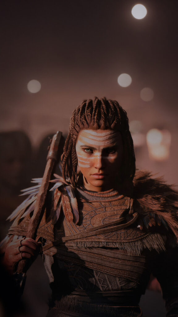 Intense Tribal Warrior Portrait 4K Mobile Wallpaper