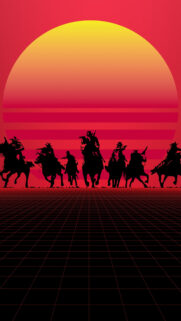 Retro Western Sunset Mobile Wallpaper