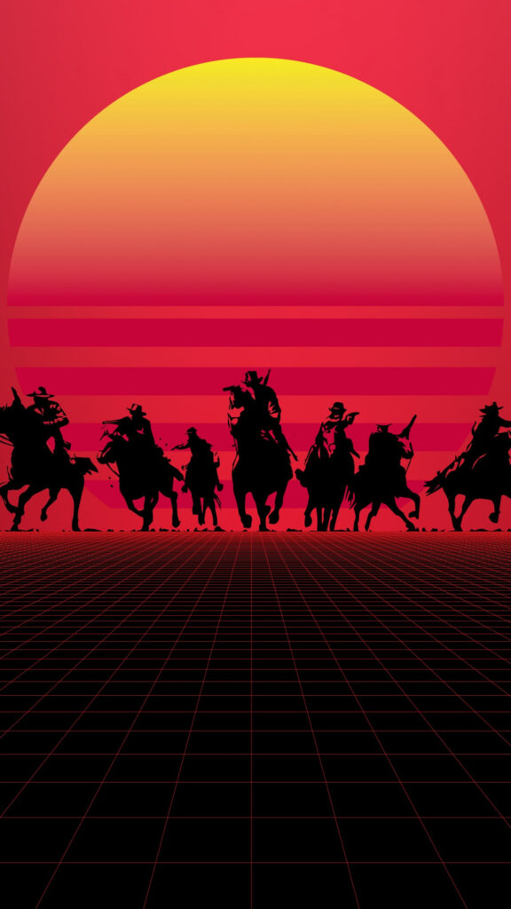 Retro Western Sunset Mobile Wallpaper
