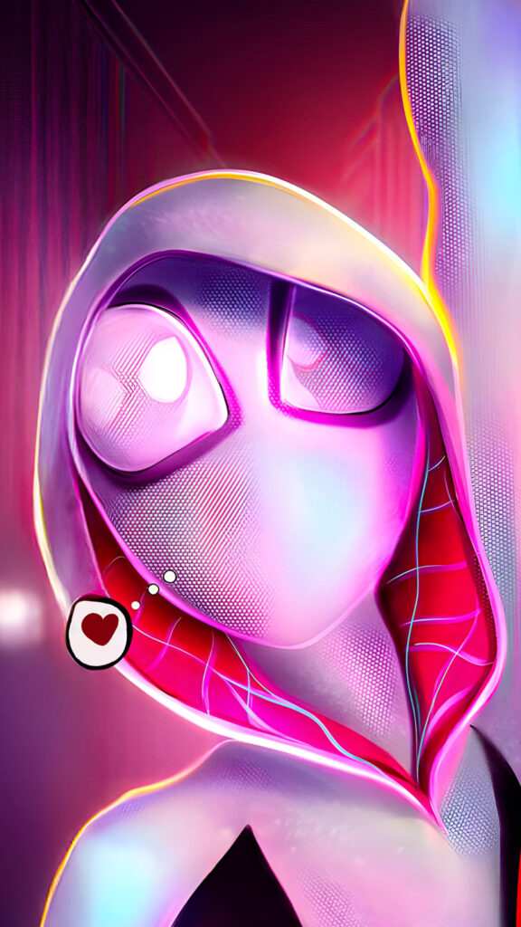Spider-Gwen Neon Artistic Portrait Mobile Wallpaper