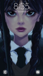 Wednesday Addams Anime Style Digital Art Mobile Wallpaper