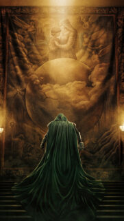 Doctor Doom Facing a Divine Mural Mobile Wallpaper