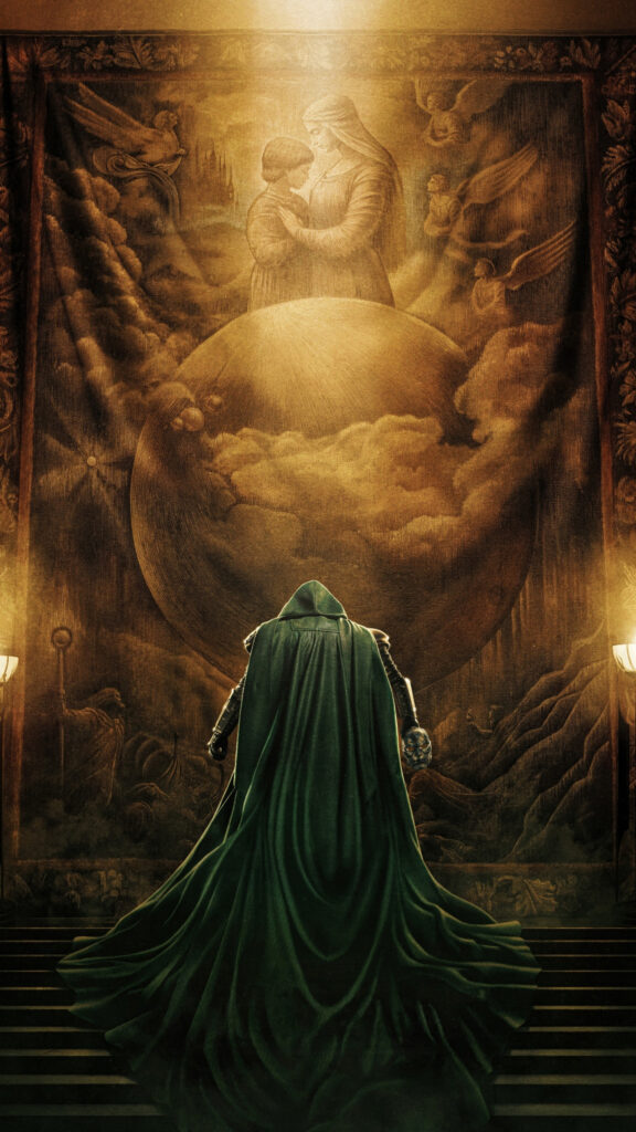 Doctor Doom Facing a Divine Mural Mobile Wallpaper