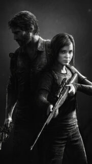 The Last of Us Joel and Ellie Monochrome Mobile Wallpaper