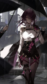 Kafka Honkai Star Rail Rainy City Mobile Wallpaper