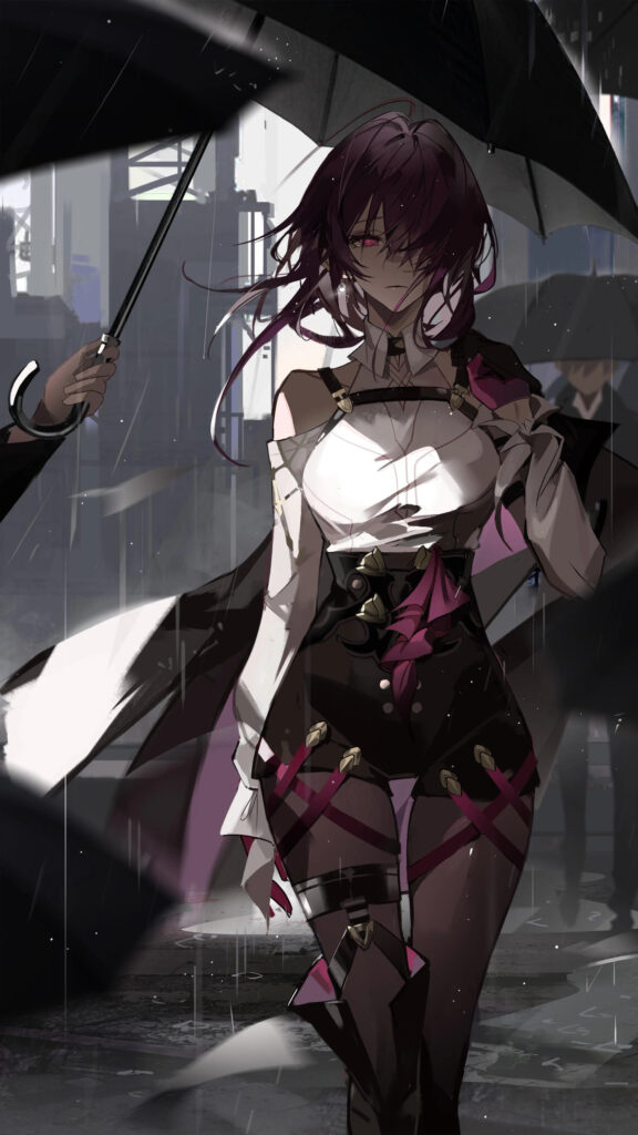 Kafka Honkai Star Rail Rainy City Mobile Wallpaper