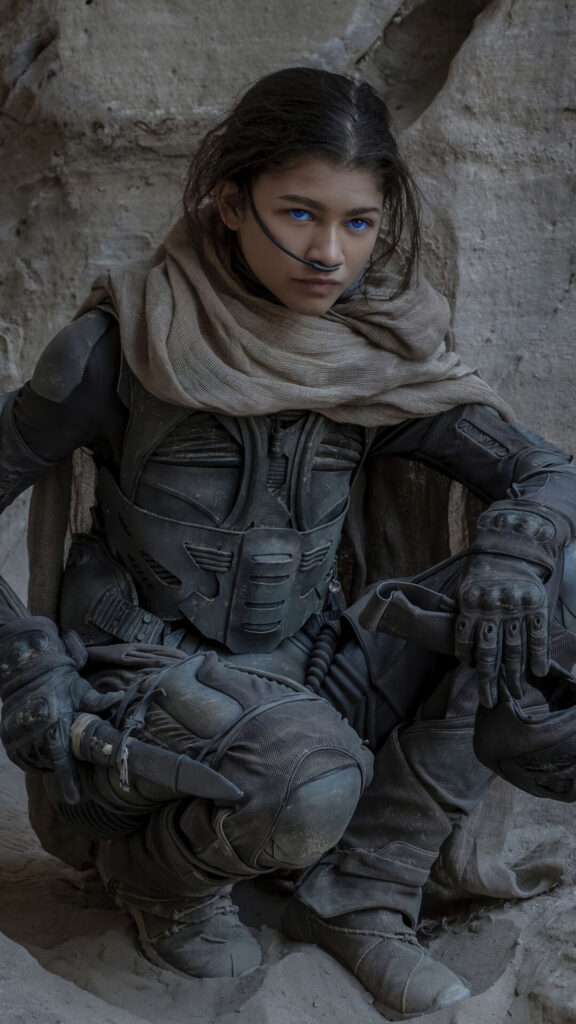Chani from Dune Cinematic Portrait Mobile Wallpaper