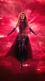 Scarlet Witch Floating in Chaos Magic Cinematic Mobile Wallpaper