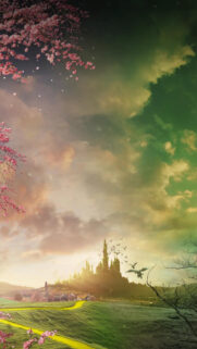 Fantasy Castle with Yellow Brick Road Mobile Wallpaper