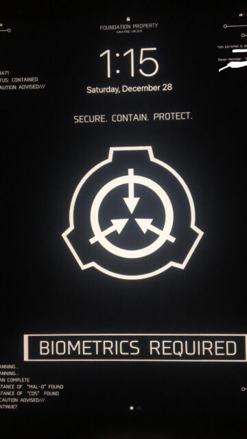 SCP Foundation Biometric Lock Screen Mobile Wallpaper