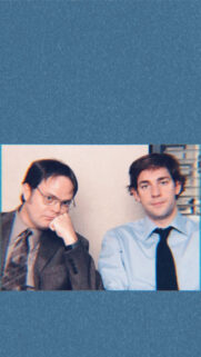 Dwight and Jim from The Office Retro Style Mobile Wallpaper