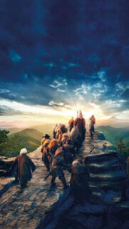 The Hobbit Characters Mountain Path Mobile Wallpaper
