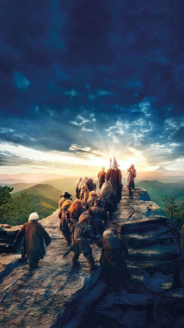 The Hobbit Characters Mountain Path Mobile Wallpaper