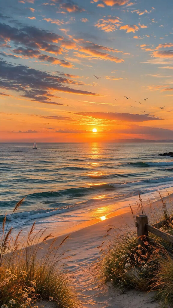 Leo Zodiac Golden Sun Beach Aesthetic Spiritual Energy Phone Wallpaper