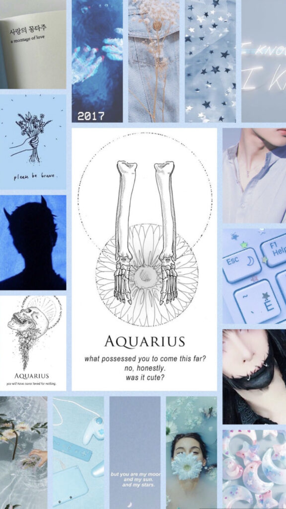 Aquarius Aesthetic Zodiac Constellation and Spiritual Vision Board Wallpaper