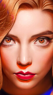 Close-up Portrait of a Redheaded Woman Digital Art Mobile Wallpaper