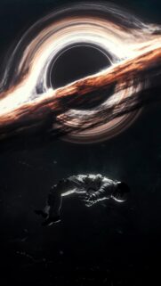 Astronaut Floating Near a Massive Black Hole Mobile Wallpaper