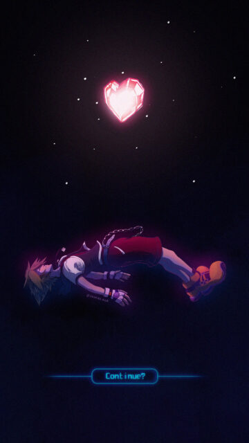 Sora Floating Beneath a Radiant Heart Kingdom Hearts Mobile Wallpaper