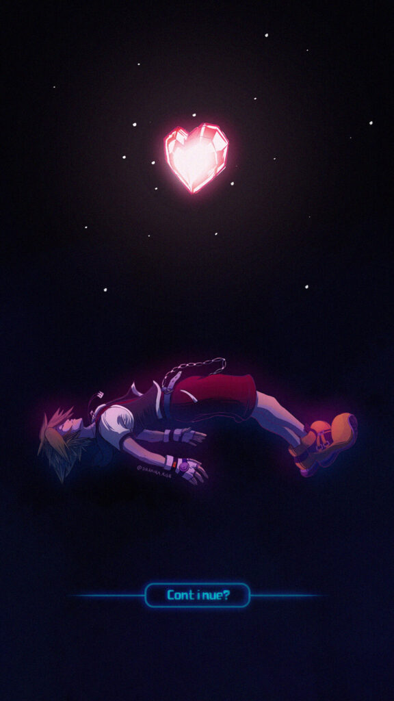 Sora Floating Beneath a Radiant Heart Kingdom Hearts Mobile Wallpaper
