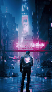 Cyberpunk Street Nocturnal Urban Wanderer Mobile Wallpaper