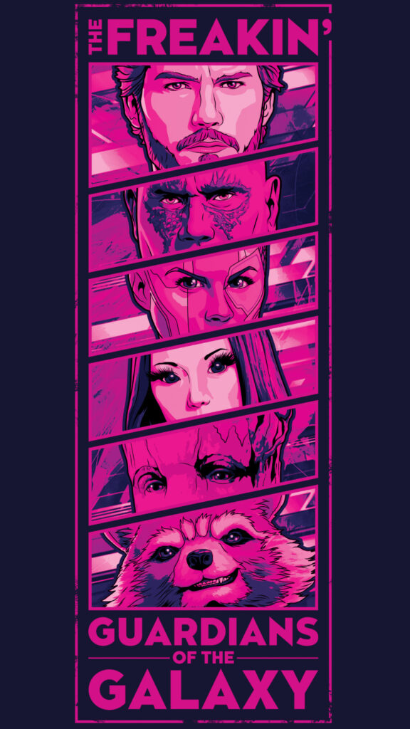 Guardians of the Galaxy Stylized Neon Portrait Mobile Wallpaper