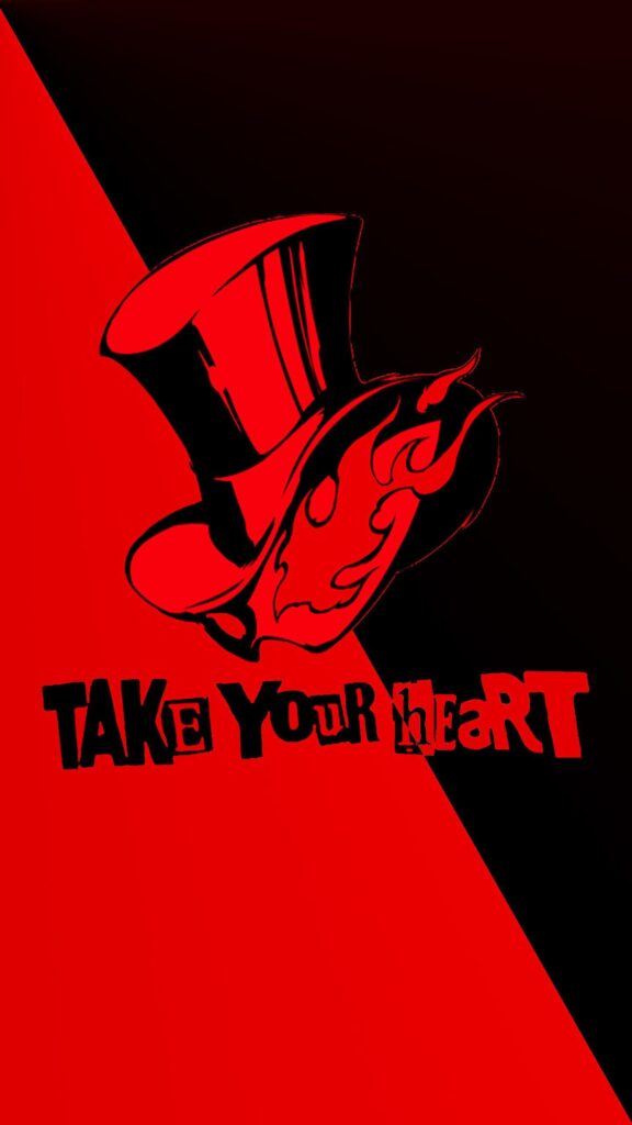 Persona 5 Joker's Mask Minimalist Red and Black Mobile Wallpaper