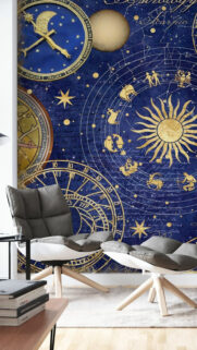 Celestial Astrology Chart with Zodiac Signs and Cosmic Energy Wallpaper