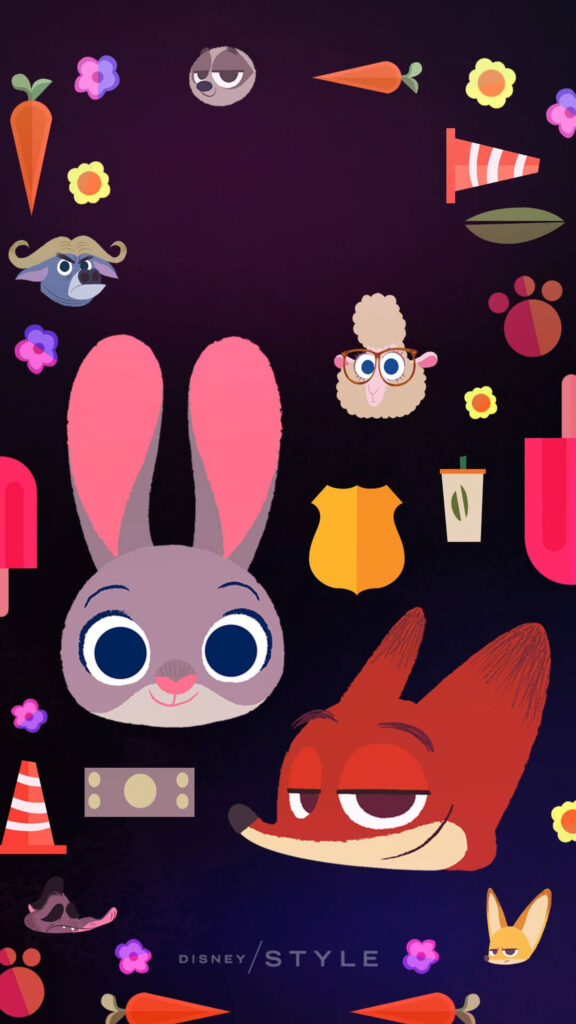 Zootopia Characters Cute Graphic Style Mobile Wallpaper